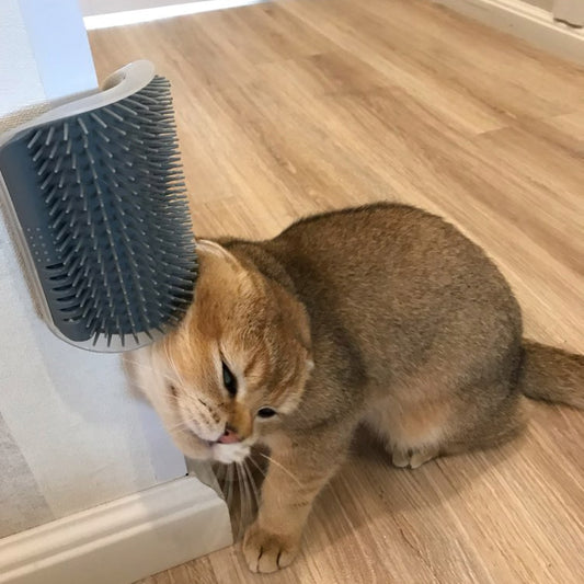 Cat Self-Groomer Corner Brush – Wall-Mounted Shedding Solution